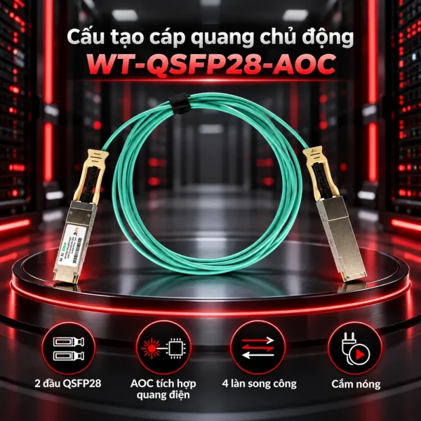 Cáp quang chủ động QSFP28 100Gbs WT-QSFP28-AOC