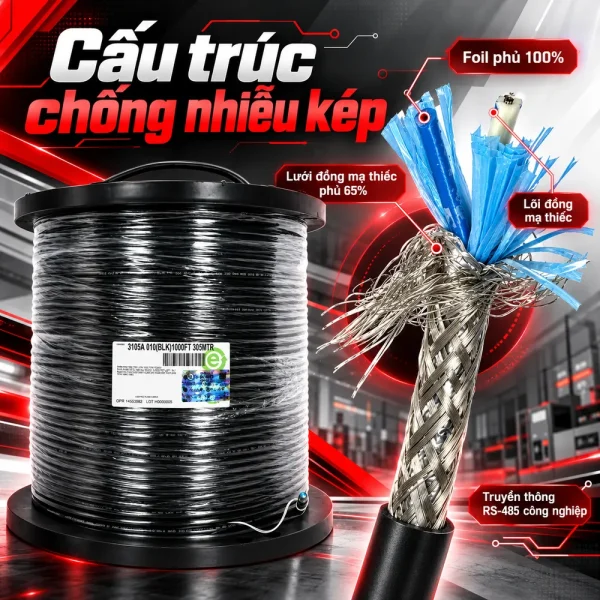 Cáp tín hiệu RS-485 Belden 3105A 1 Pair 22AWG 120Ω chống nhiễu