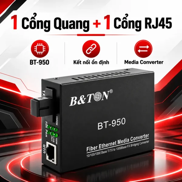Converter quang B&TON BT-950 1 sợi 10/100M, 25km