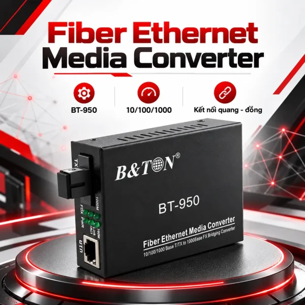 Converter quang B&TON BT-950 1 sợi 10/100M, 25km