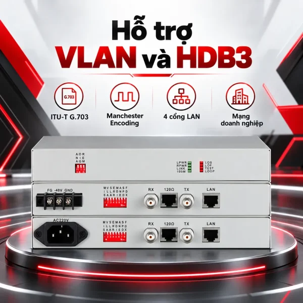 Converter quang E1 sang Ethernet 4 Cổng 3Onedata MODEL7210