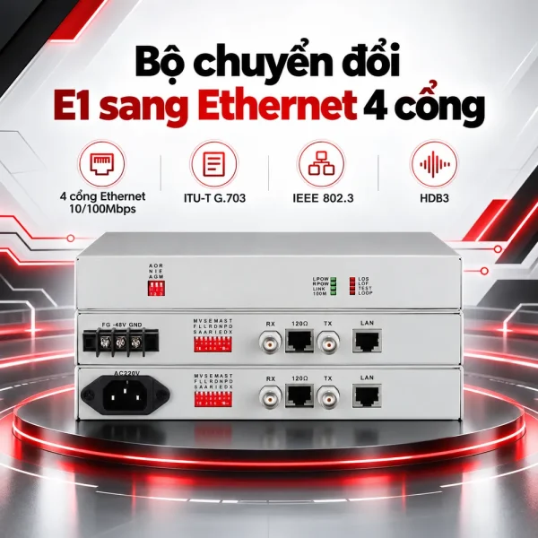 Converter quang E1 sang Ethernet 4 Cổng 3Onedata MODEL7210