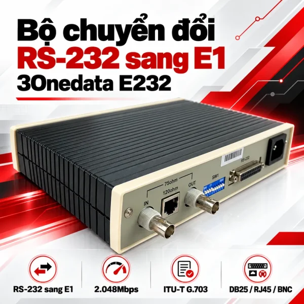Converter quang RS232 sang E1 3Onedata PN|E232
