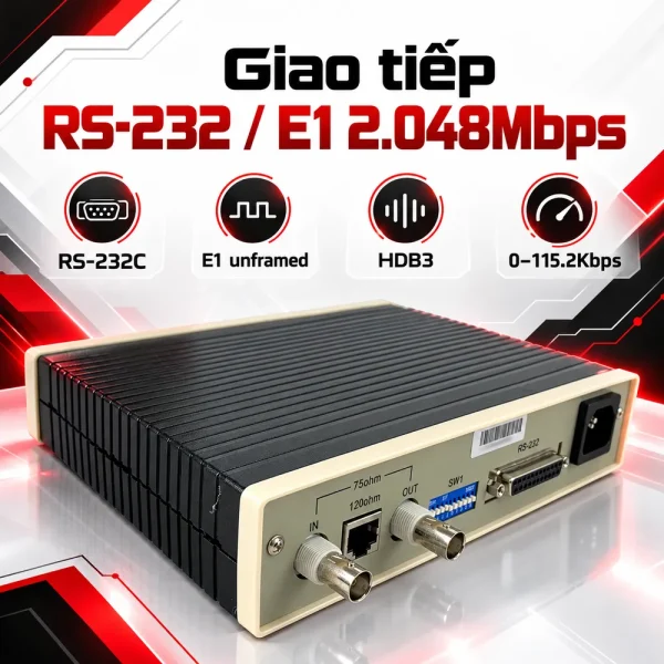 Converter quang RS232 sang E1 3Onedata PN|E232