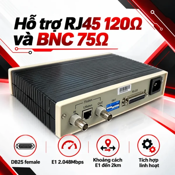 Converter quang RS232 sang E1 3Onedata PN|E232