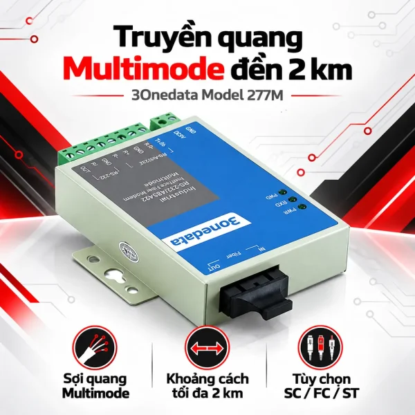 Converter quang RS232 sang quang – 3onedata Model 277M