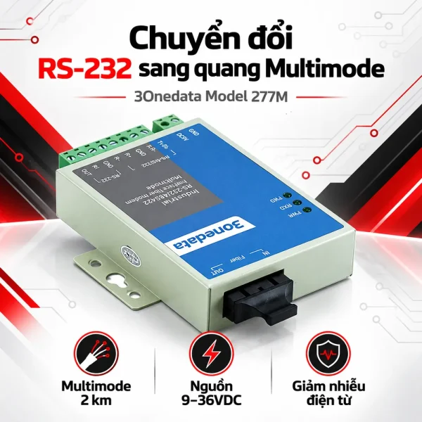 Converter quang RS232 sang quang – 3onedata Model 277M