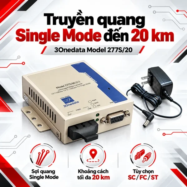 Converter quang RS232 sang quang 3onedata Model 277S/20