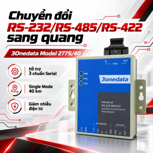 Converter quang RS232 sang quang 3onedata Model 277S/40
