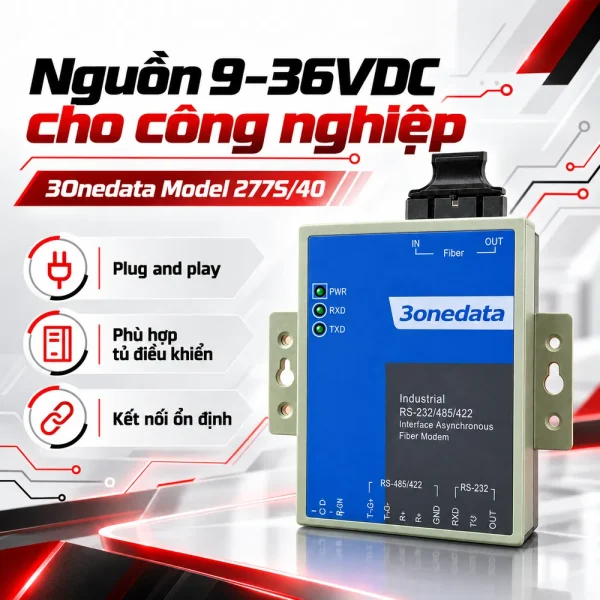 Converter quang RS232 sang quang 3onedata Model 277S/40