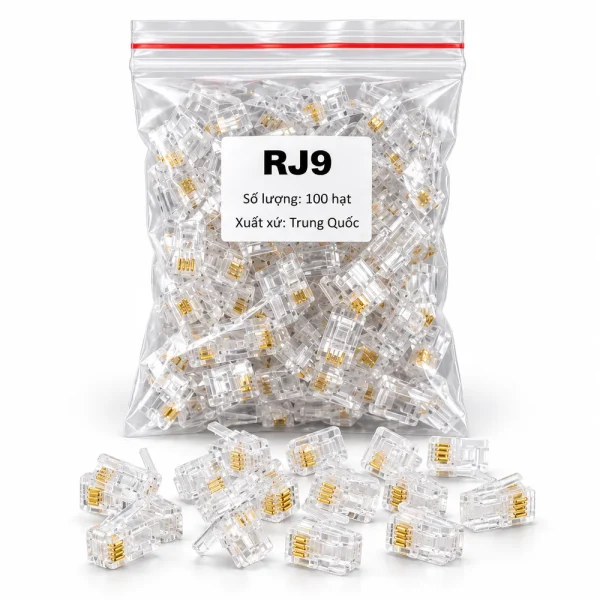 Hạt đầu bấm RJ9 4 chân đồng China