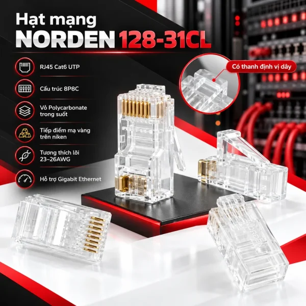 Hạt mạng Cat6 UTP RJ45 NORDEN 128-31CL