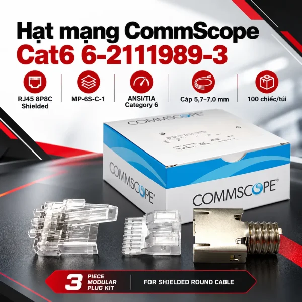 Hạt mạng COMMSCOPE Cat6 UTP (3 mảnh) 6-2111989-3