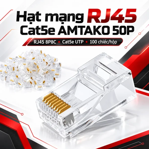 Hạt mạng RJ45 cat5e AMTAKO 50P