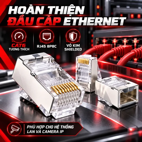 Hạt mạng RJ45 Cat6 Ugreen 20333 bọc kim loại (túi 10 hạt)