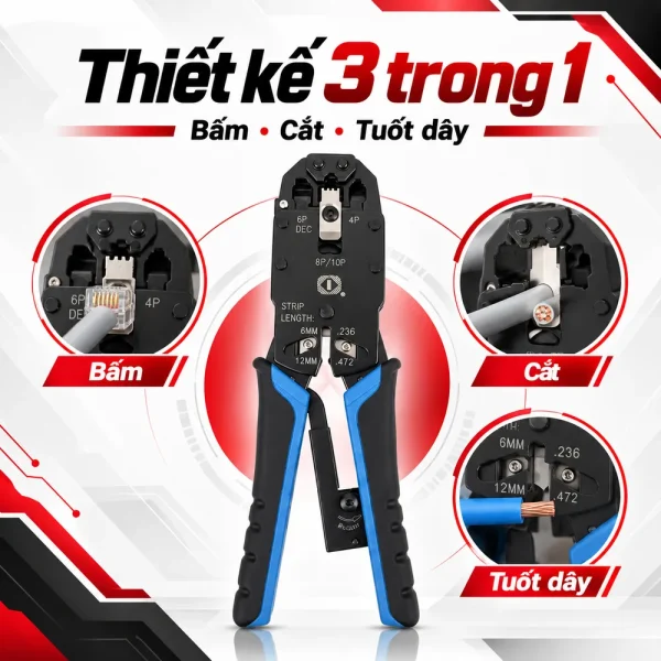 Kìm bấm mạng TALON TL-200R CAT3, CAT5, CAT6; RJ1, RJ12, RJ45, RJ48