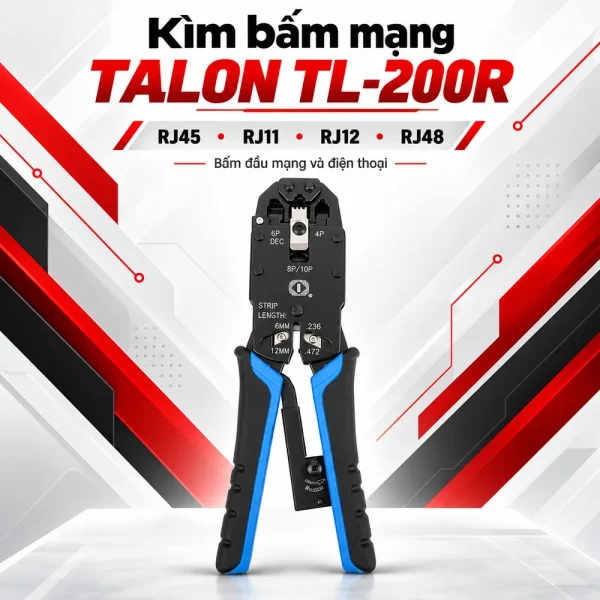 Kìm bấm mạng TALON TL-200R CAT3, CAT5, CAT6; RJ1, RJ12, RJ45, RJ48