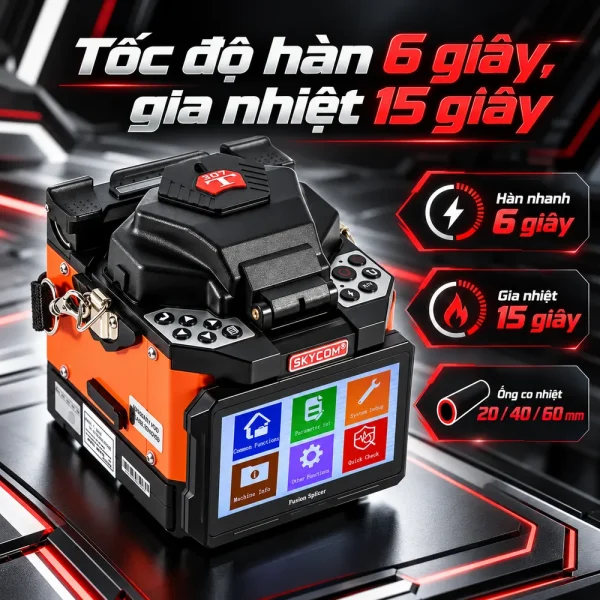 Máy hàn cáp quang SKYCOM T307 – Căn chỉnh lõi, hàn nhanh 6 giây
