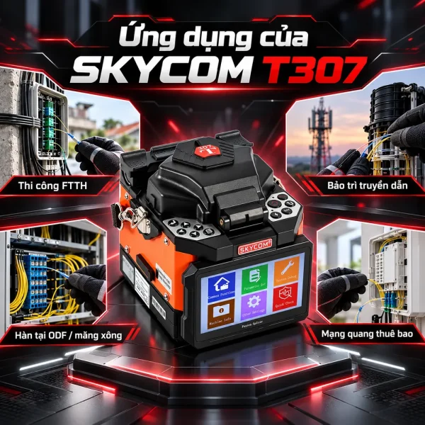 Máy hàn cáp quang SKYCOM T307 – Căn chỉnh lõi, hàn nhanh 6 giây