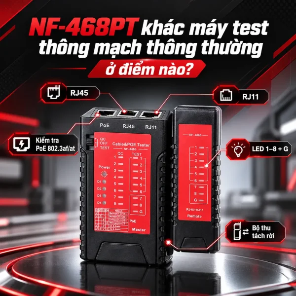 Máy test mạng cho switch PoE Noyafa NF468PT
