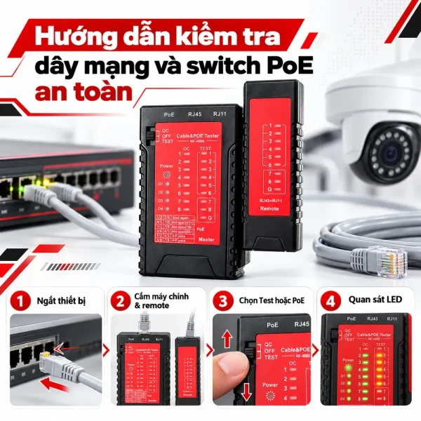 Máy test mạng cho switch PoE Noyafa NF468PT