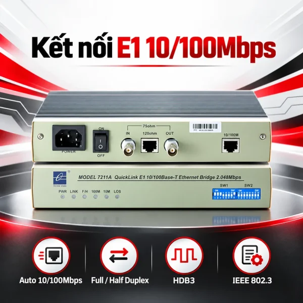 MODEL7211 Converter quang E1 sang Ethernet