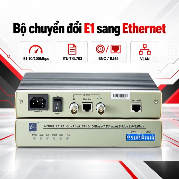 MODEL7211 Converter quang E1 sang Ethernet