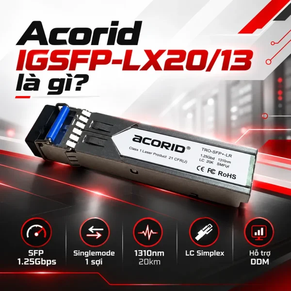 Module cổng quang Acorid IGSFP-LX20/13 1310nm, 1.25Gbps, 20Km