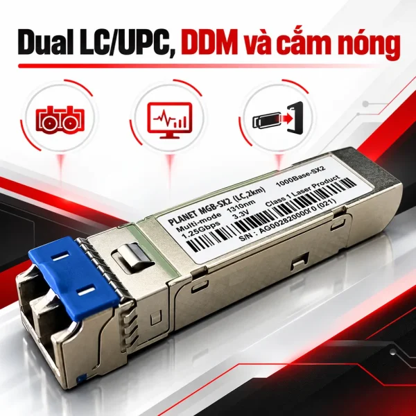 Module quang PLANET MGB-SX2 SFP Gigabit 1310nm Multimode 2km
