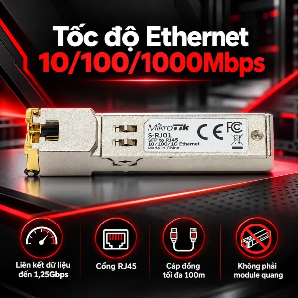 Module quang S-RJ01 SFP TO RJ45 10/100/1G ETHERNET Mikcotik