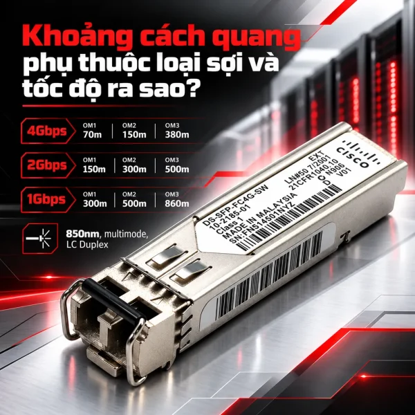 Module quang SFP+ Cisco 1/2/4 Gbps DS-SFP-FC4G-SW