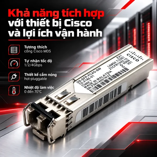 Module quang SFP+ Cisco 1/2/4 Gbps DS-SFP-FC4G-SW