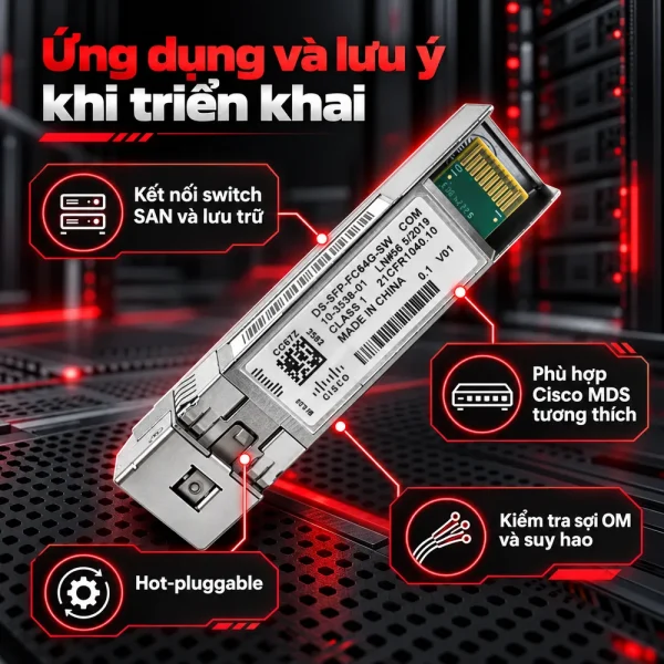 Module quang SFP+ Cisco 16 Gbps DS-SFP-FC64G-SW