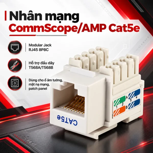 Nhân mạng COMMSCOPE/AMP Cat5e chính hãng – Modular Jack Cat5e