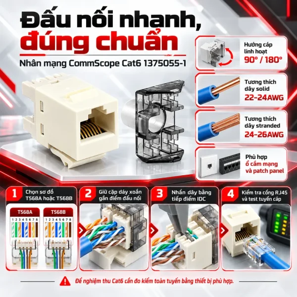 Nhân mạng Modular jack RJ45 Commscope Cat6 1375055-1