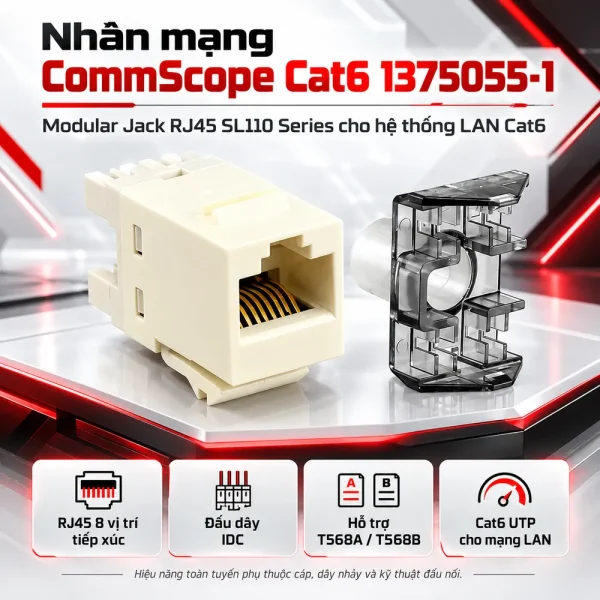 Nhân mạng Modular jack RJ45 Commscope Cat6 1375055-1