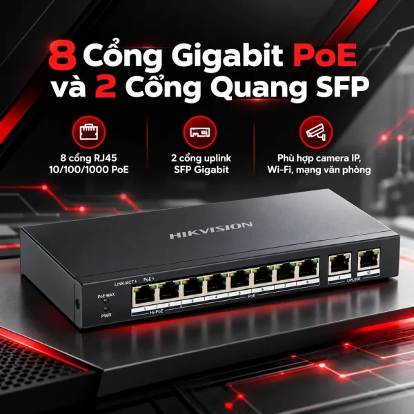 Smart Switch PoE DS-3E1510P-SI 8 cổng HIKVISION