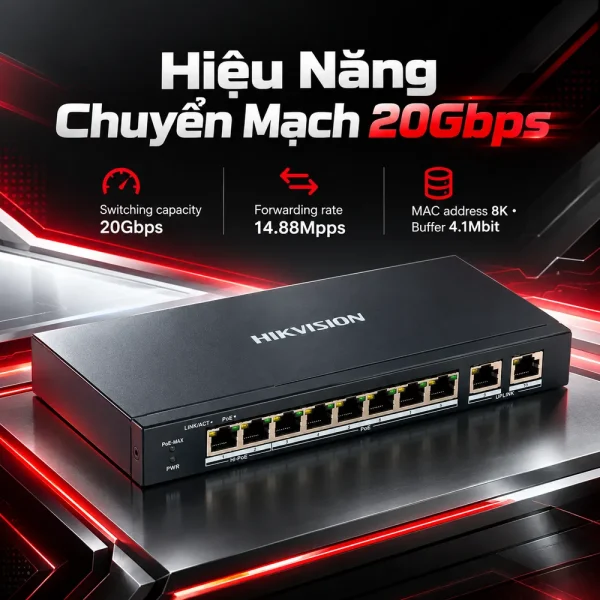 Smart Switch PoE DS-3E1510P-SI 8 cổng HIKVISION