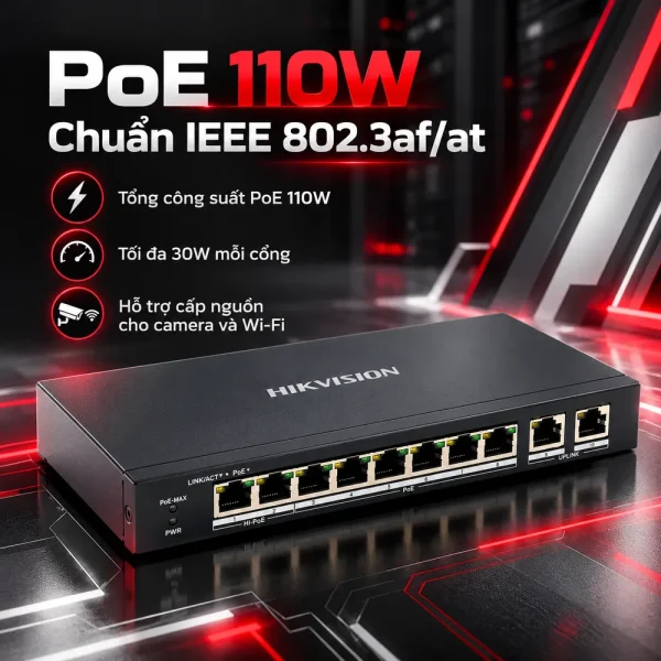 Smart Switch PoE DS-3E1510P-SI 8 cổng HIKVISION