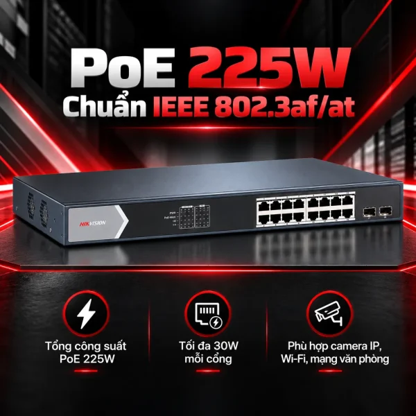 Smart Switch PoE HIKVISION DS-3E1518P-SI 16 cổng