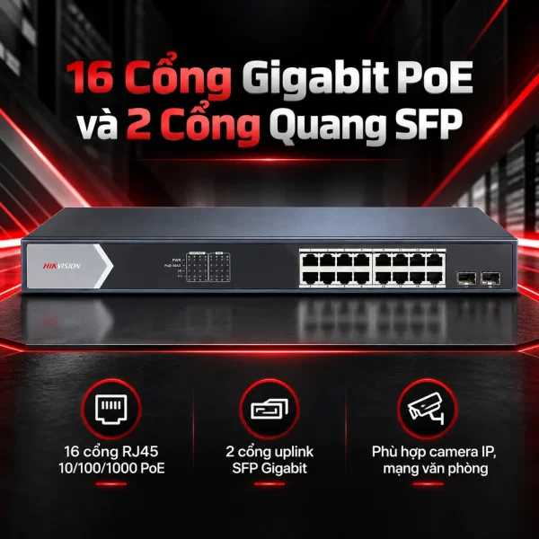 Smart Switch PoE HIKVISION DS-3E1518P-SI 16 cổng