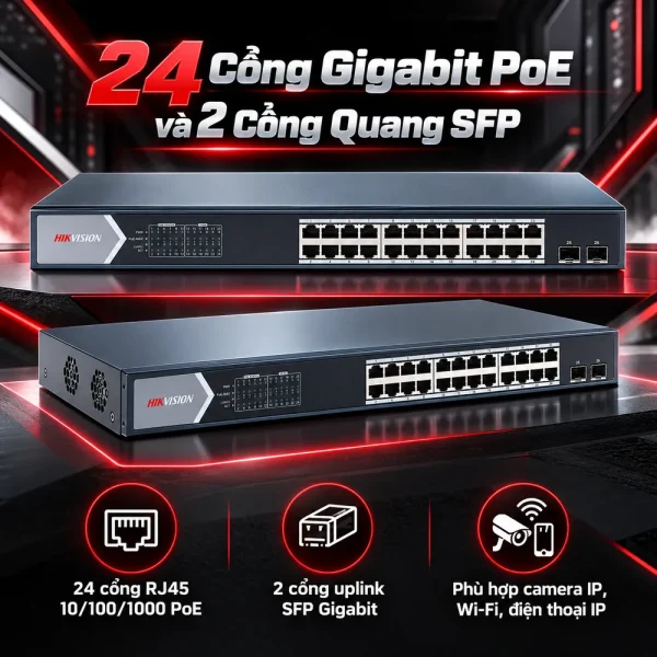 Smart Switch PoE HIKVISION DS-3E1526P-SI 24 cổng