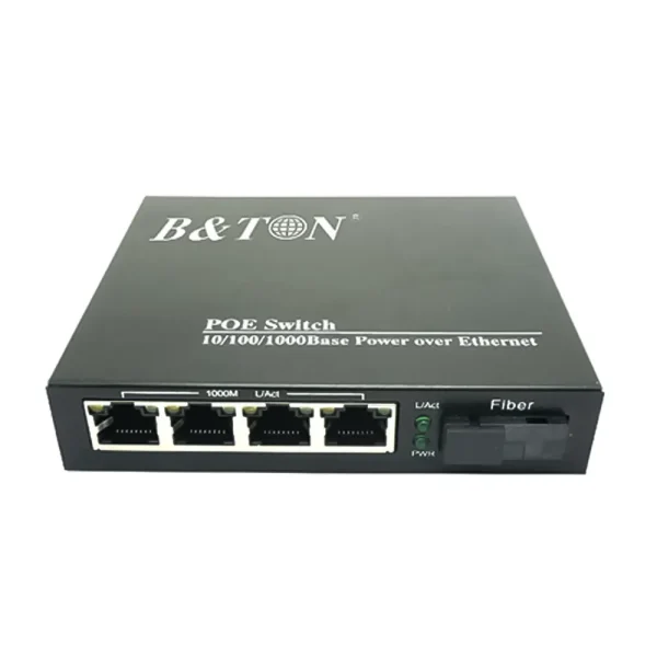 Switch BTON 4 cổng PoE 10/100/1000M + Fiber BT-6104 FE -25A