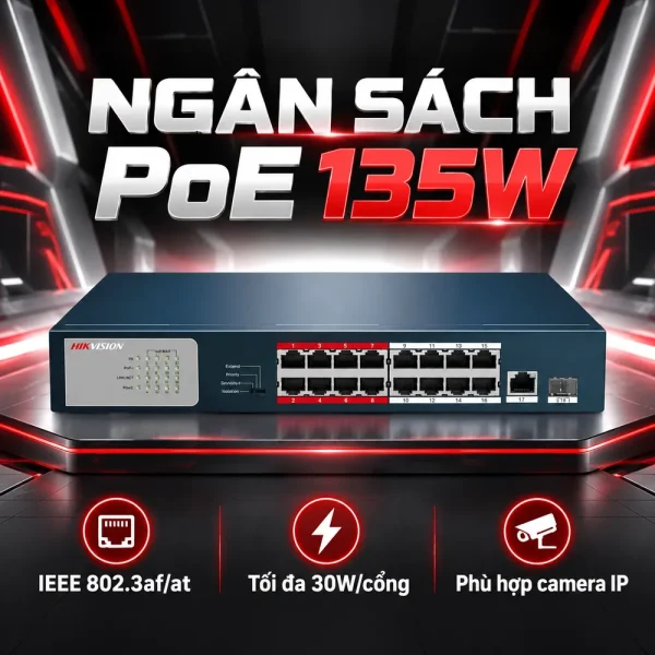 Switch Chia Mạng POE 16 Cổng HG-3E0318P-E/M Hikvision