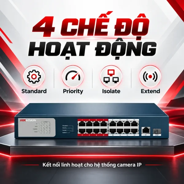 Switch Chia Mạng POE 16 Cổng HG-3E0318P-E/M Hikvision