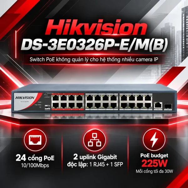 Switch POE 24 Cổng HIKVISION DS-3E0326P-E/M(B)