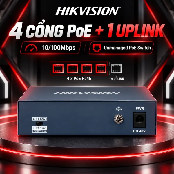 Switch POE 4 Cổng HIKVISION DS-3E0105P-E(B)