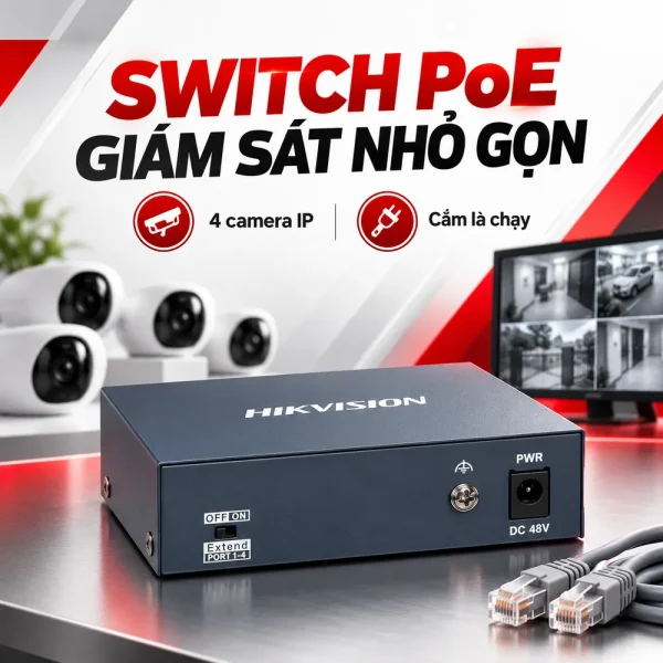 Switch POE 4 Cổng HIKVISION DS-3E0105P-E(B)