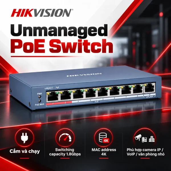 Switch POE 9 Cổng HIKVISION DS-3E0109P-E(B)