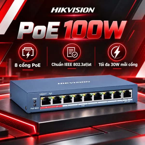 Switch POE 9 Cổng HIKVISION DS-3E0109P-E(B)